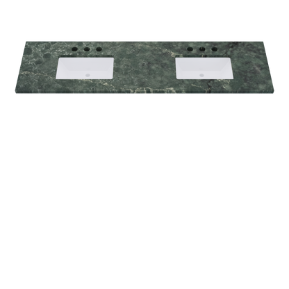 79" Vanderloc Silestone® Quartz Bathroom Vanity Top | Double Rectangle Sink | Centered in Jardin Emerald