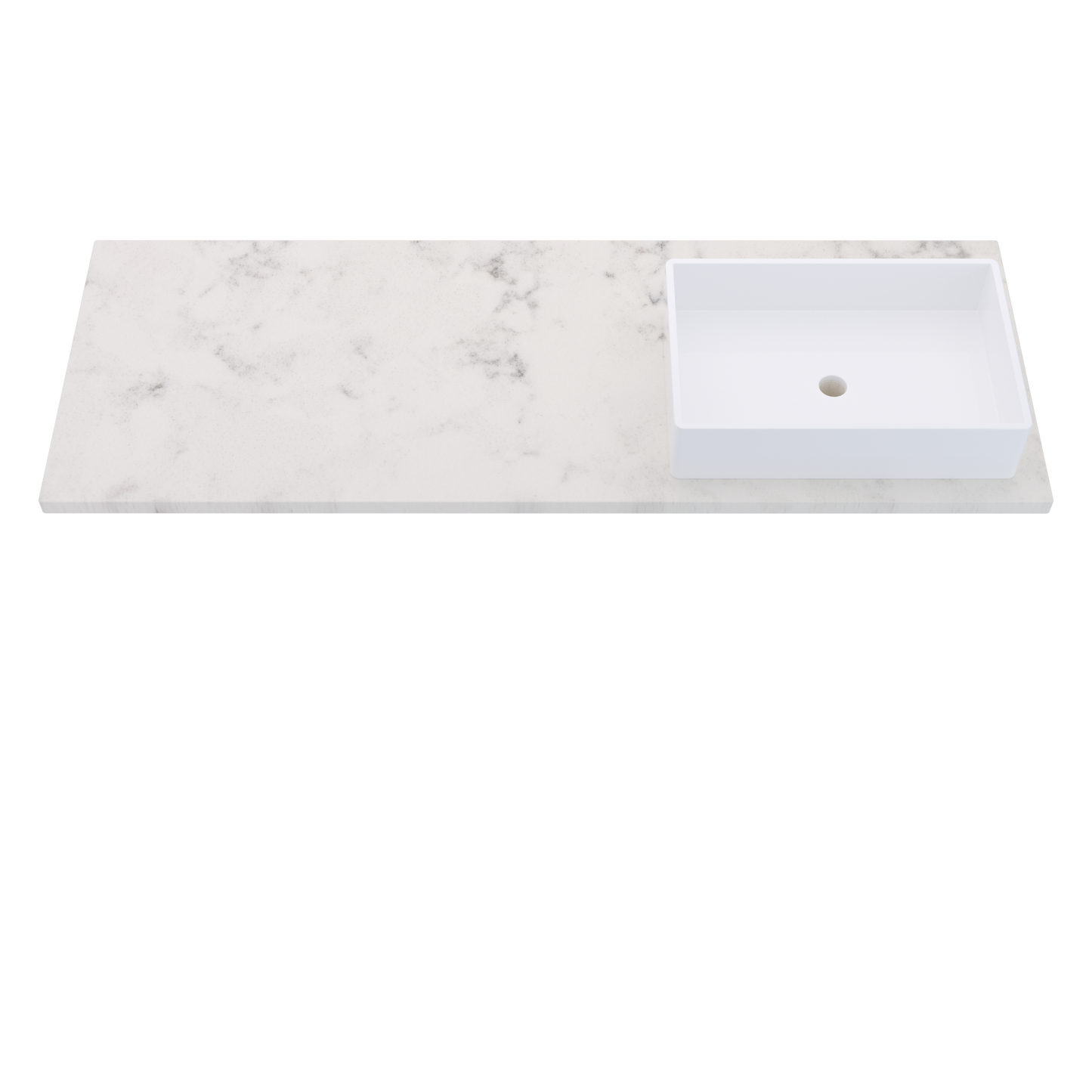 61 inch Vanderloc Silestone quartz vanity top, single Vigo sink, right offset, Helix