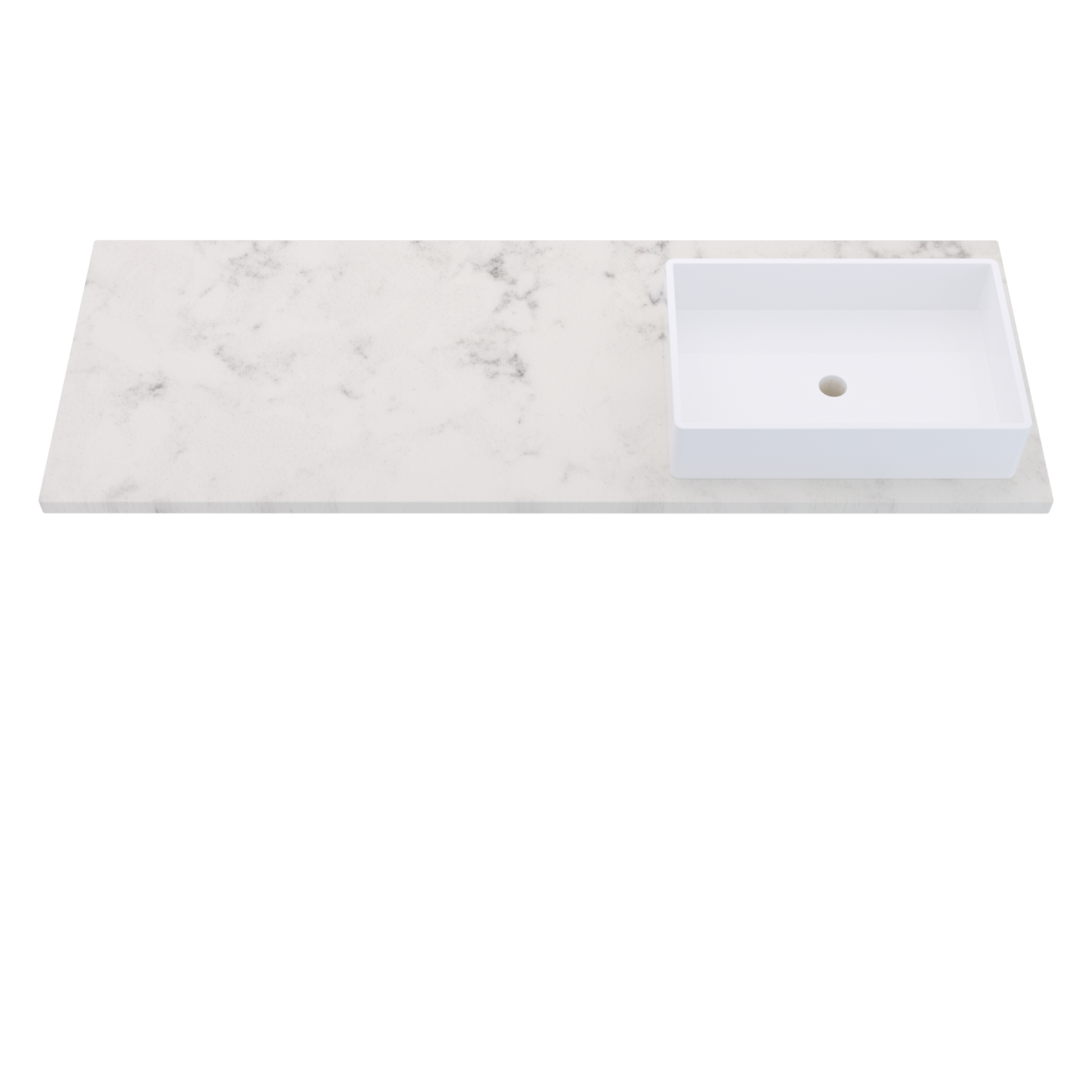 61 inch Vanderloc Silestone quartz vanity top, single Vigo sink, right offset, Helix