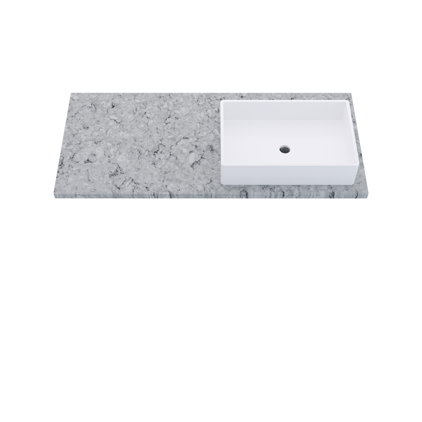 49" Vanderloc Silestone® Quartz Bathroom Vanity Top | Single Vigo Sink | Offset in Pietra