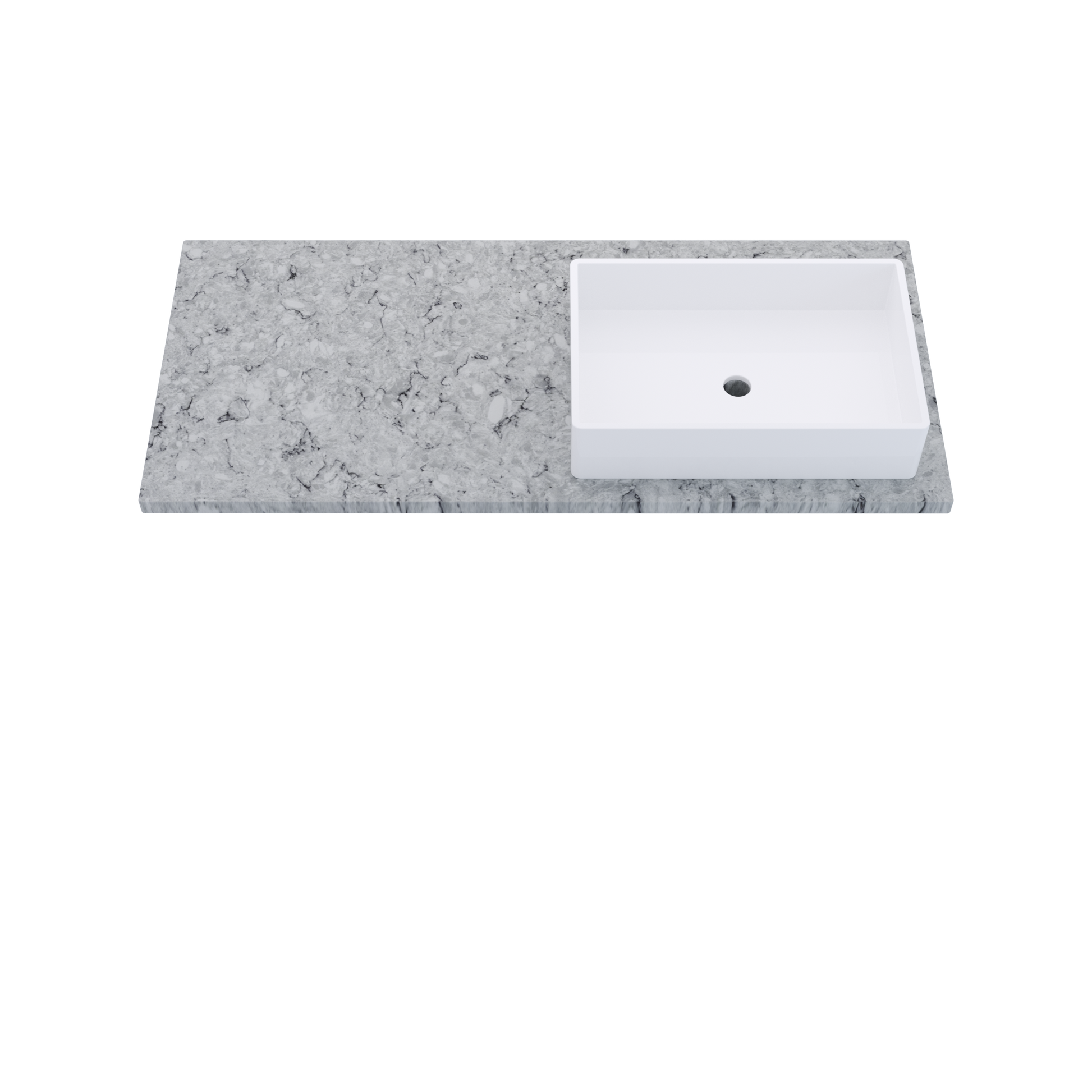 49" Vanderloc Silestone® Quartz Bathroom Vanity Top | Single Vigo Sink | Offset in Pietra