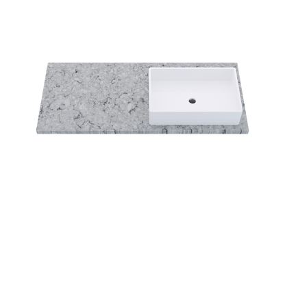 49" Vanderloc Silestone® Quartz Bathroom Vanity Top | Single Vigo Sink | Offset in Pietra