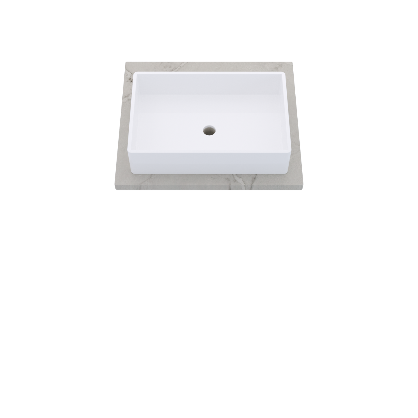 25" Vanderloc Silestone® Quartz Bathroom Vanity Top | Single Vigo Sink | Centered in Victorian Silver