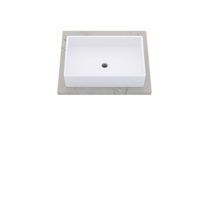 25" Vanderloc Silestone® Quartz Bathroom Vanity Top | Single Vigo Sink | Centered in Victorian Silver