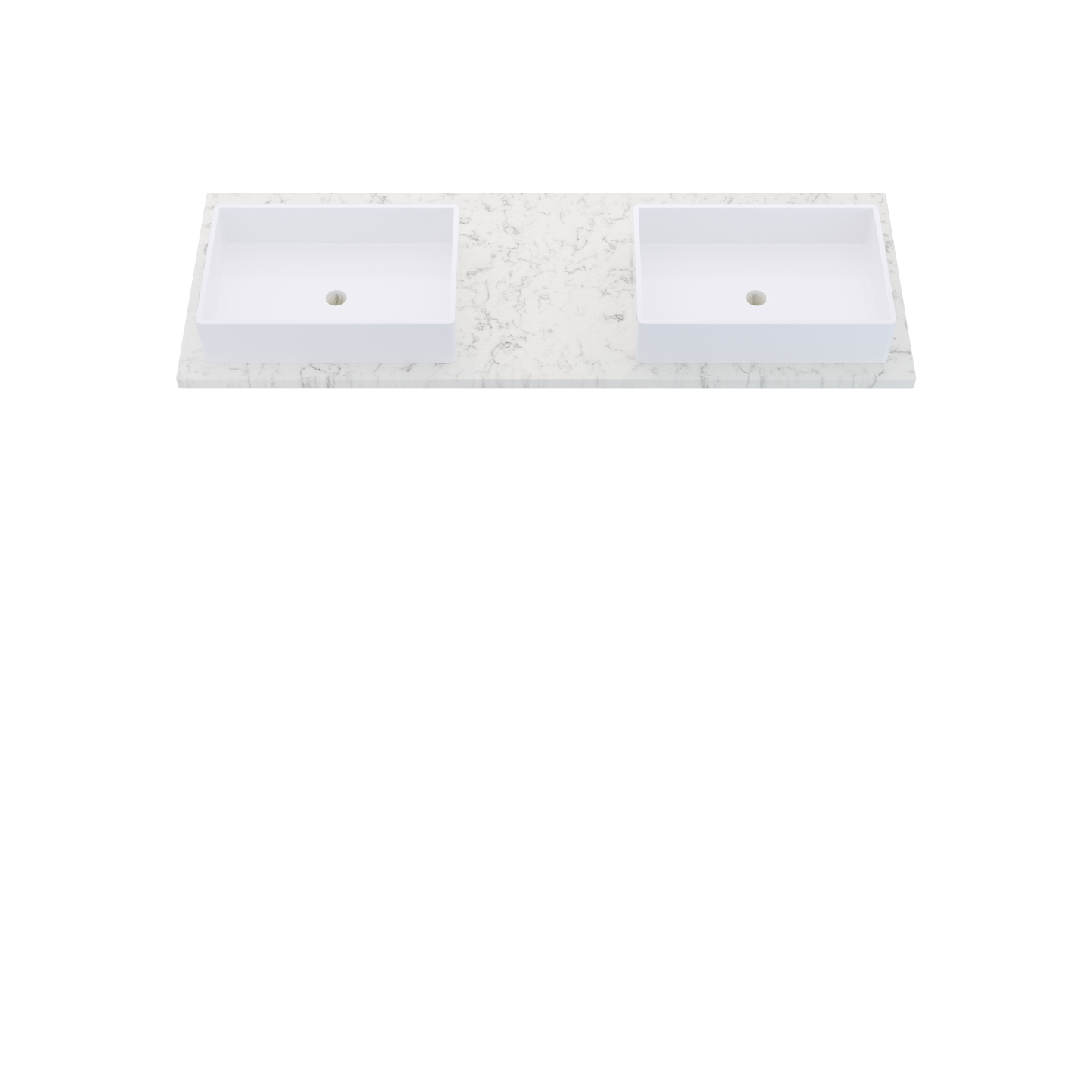 61" Vanderloc Silestone® Quartz Bathroom Vanity Top | Double Vigo Sink | Offset in Lyra