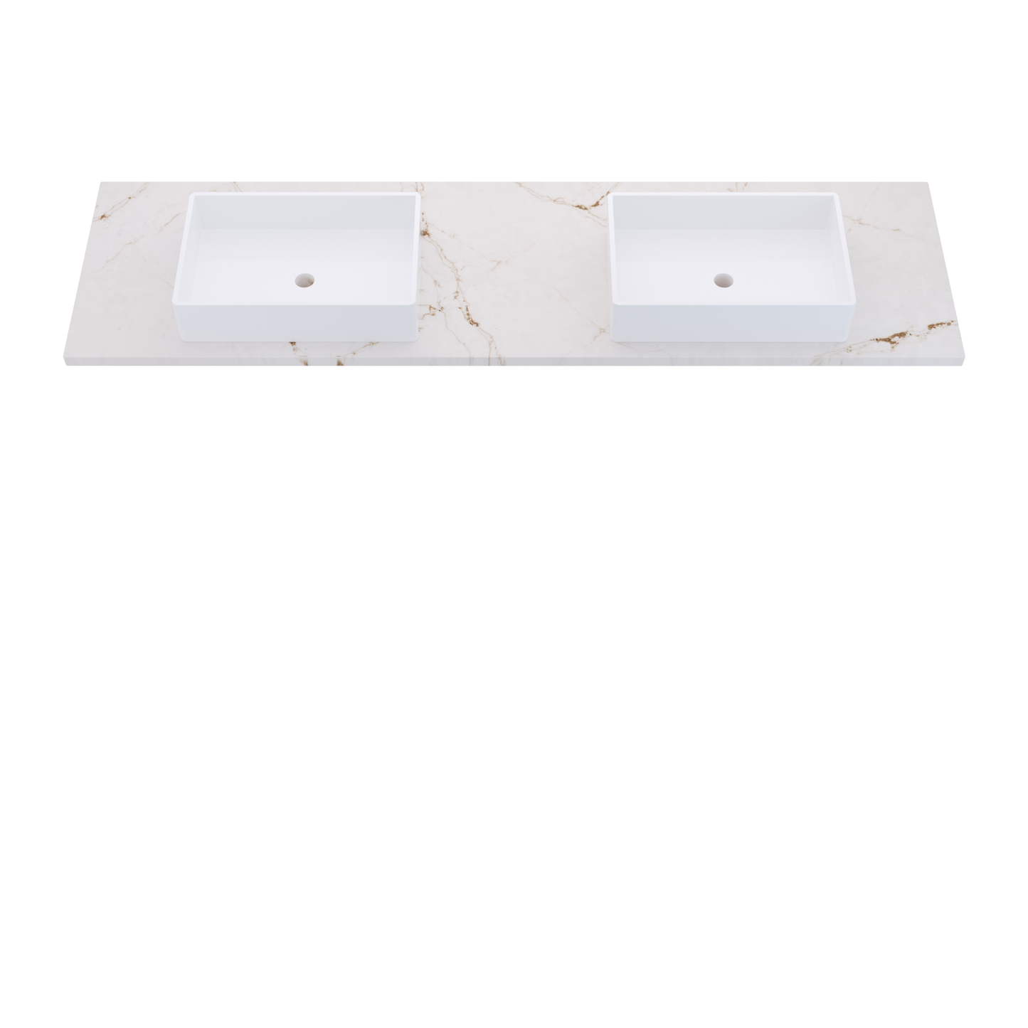 79" Vanderloc Silestone® Quartz Bathroom Vanity Top | Double Vigo Sink | Centered in Versailles Ivory