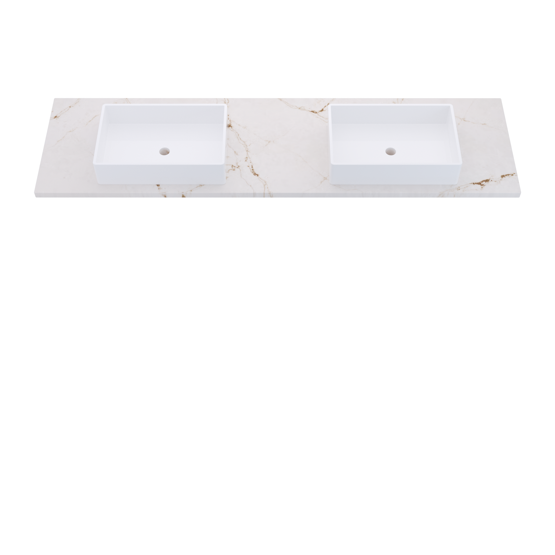 79" Vanderloc Silestone® Quartz Bathroom Vanity Top | Double Vigo Sink | Centered in Versailles Ivory