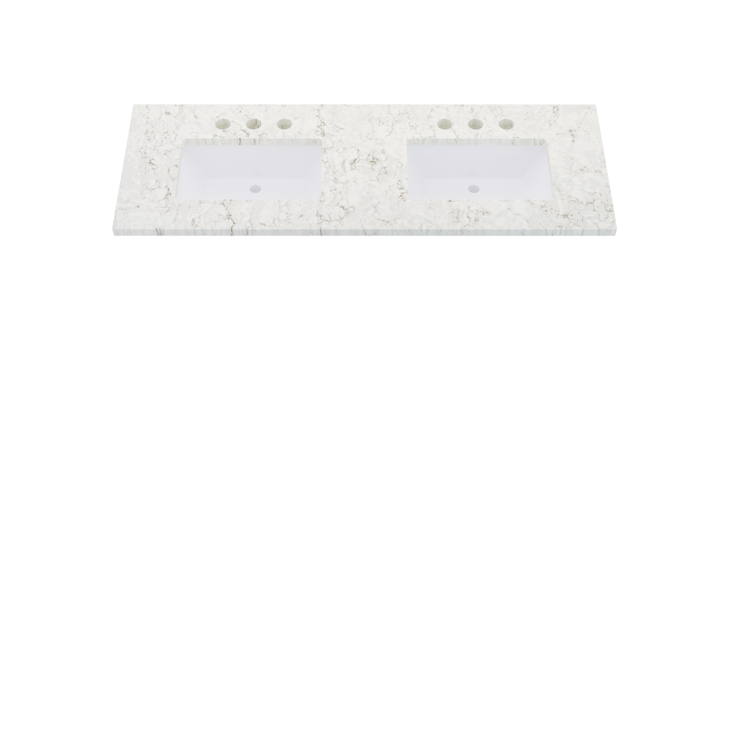 61" Vanderloc Silestone® Quartz Bathroom Vanity Top | Double Rectangle Sink | Centered in Lusso