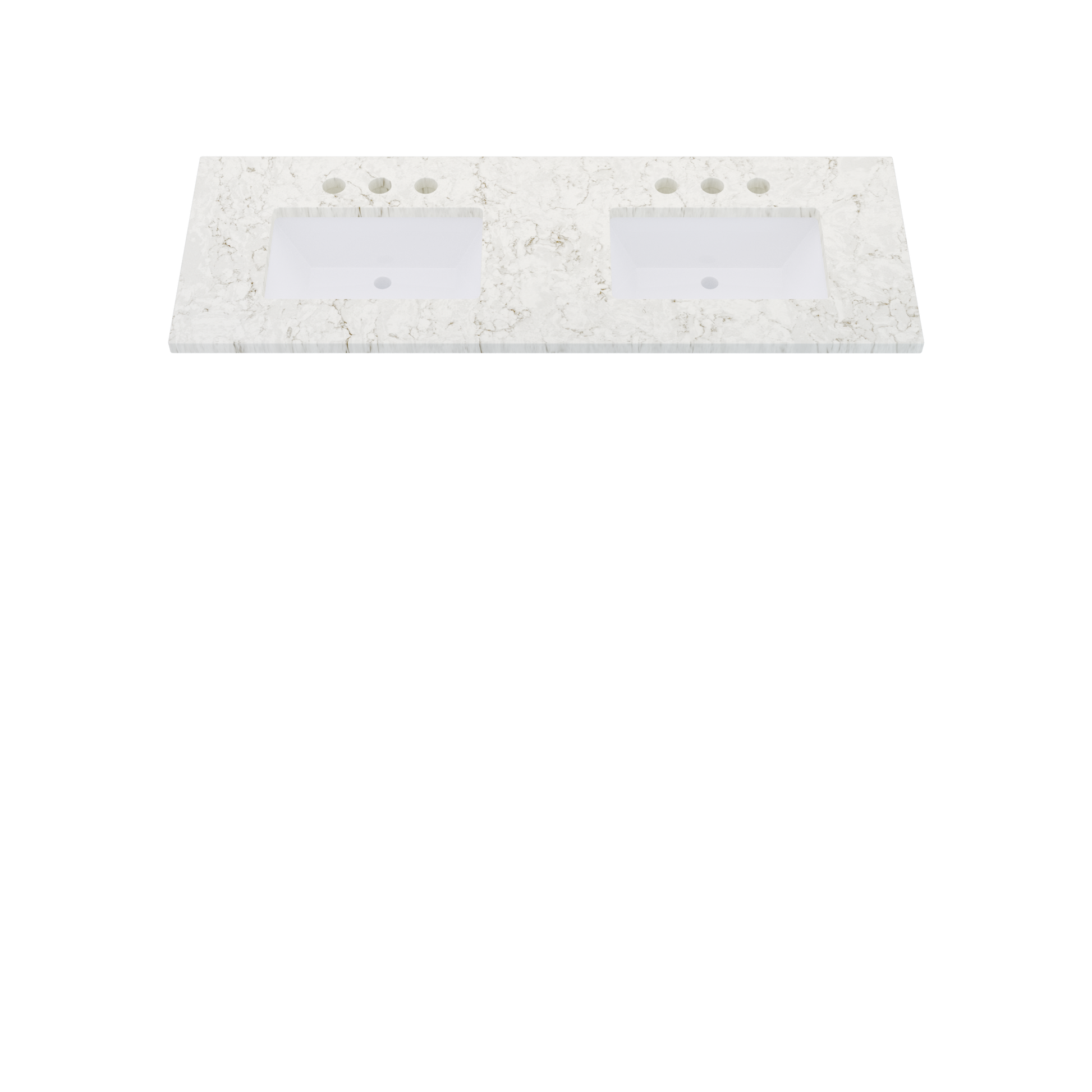 61" Vanderloc Silestone® Quartz Bathroom Vanity Top | Double Rectangle Sink | Centered in Lusso
