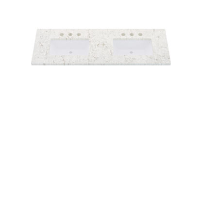 61" Vanderloc Silestone® Quartz Bathroom Vanity Top | Double Rectangle Sink | Centered in Lusso