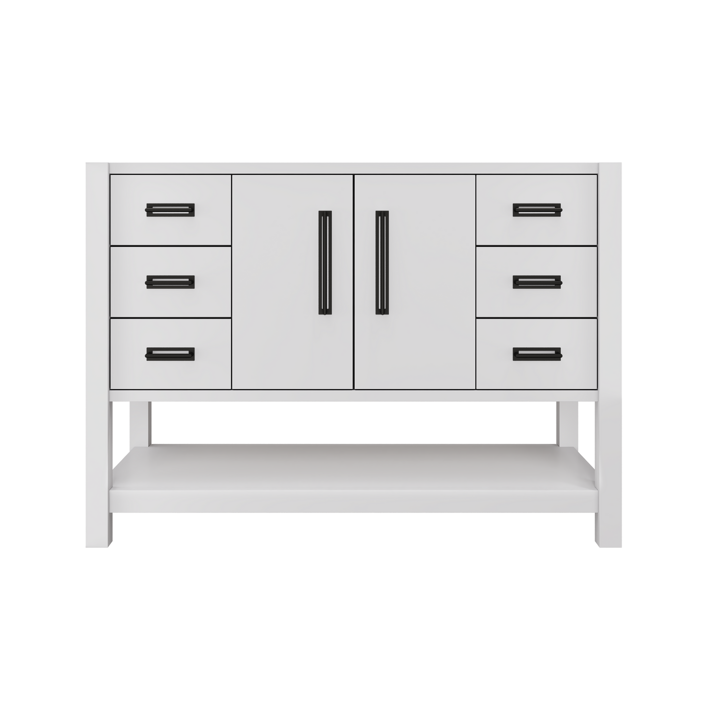 Kiawah Single Extra-Wide Bath Vanity 48in Strong White Matte Black