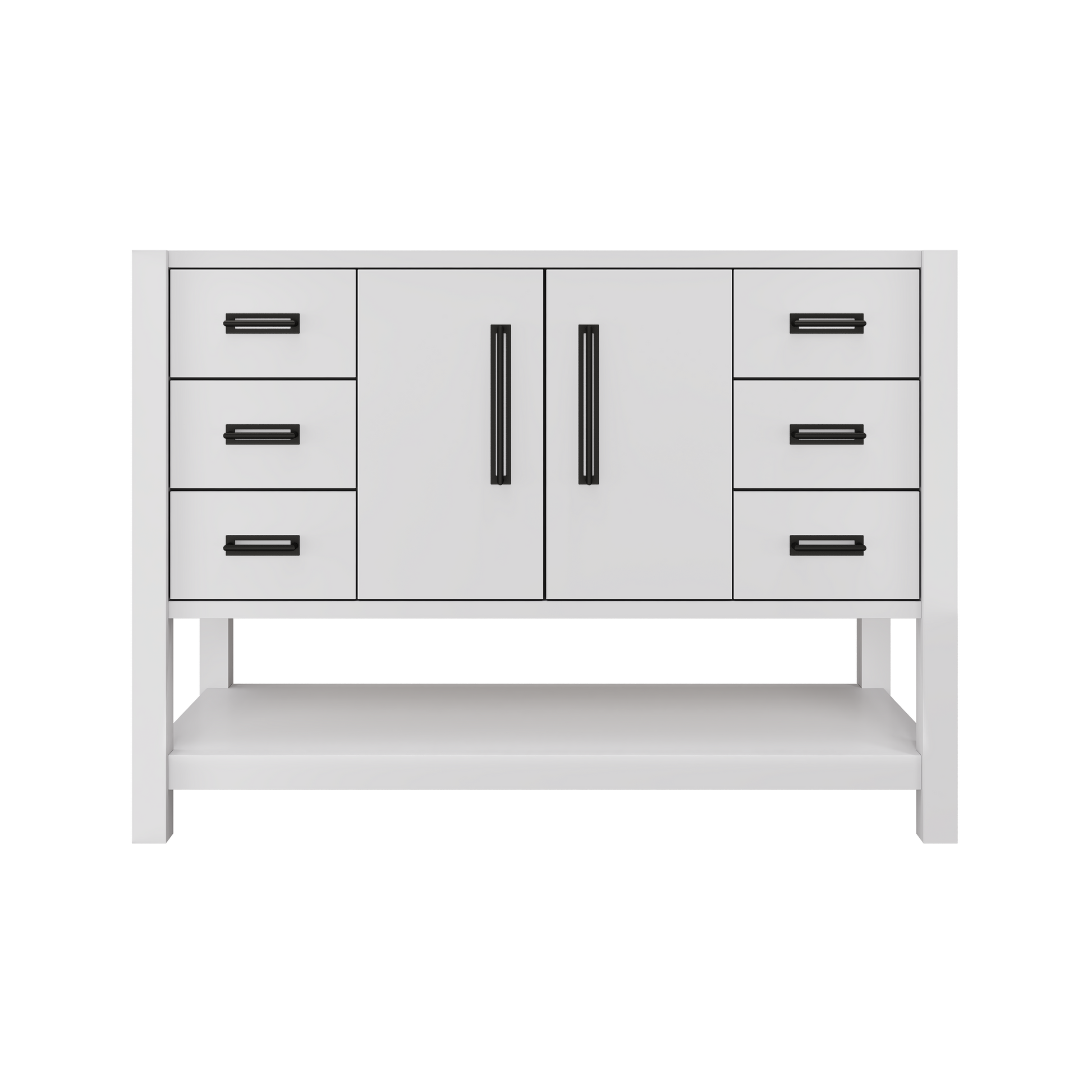 Kiawah Single Extra-Wide Bath Vanity 48in Strong White Matte Black