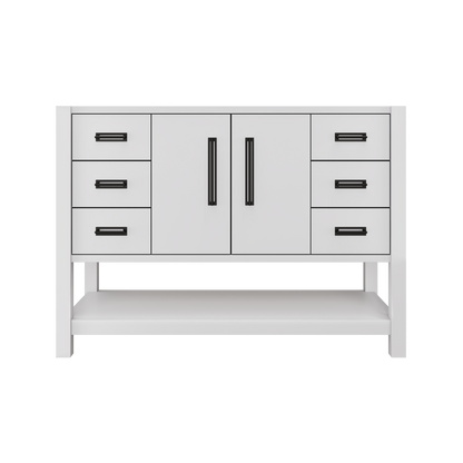 Kiawah Single Extra-Wide Bath Vanity 48in Strong White Matte Black