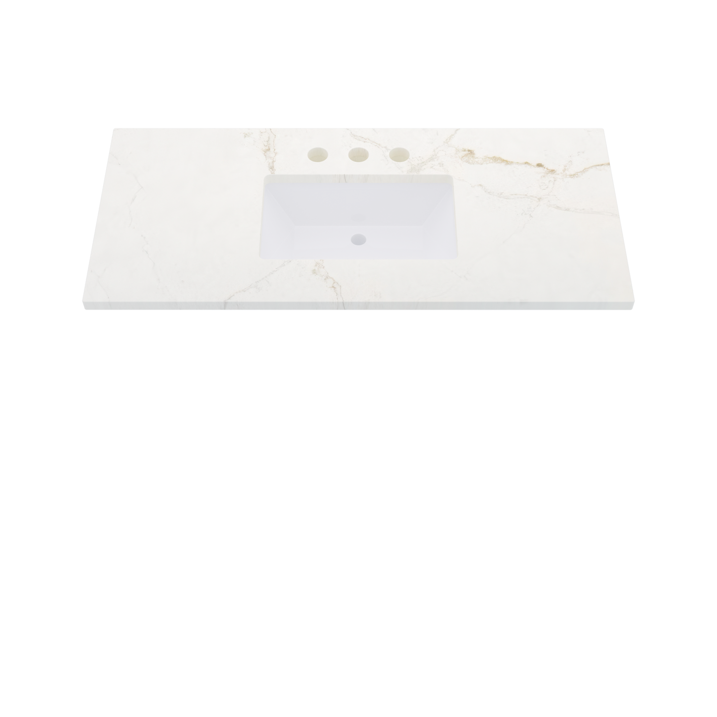 49" Vanderloc Silestone® Quartz Bathroom Vanity Top | Single Rectangle Sink | Centered in Blanc Elysee