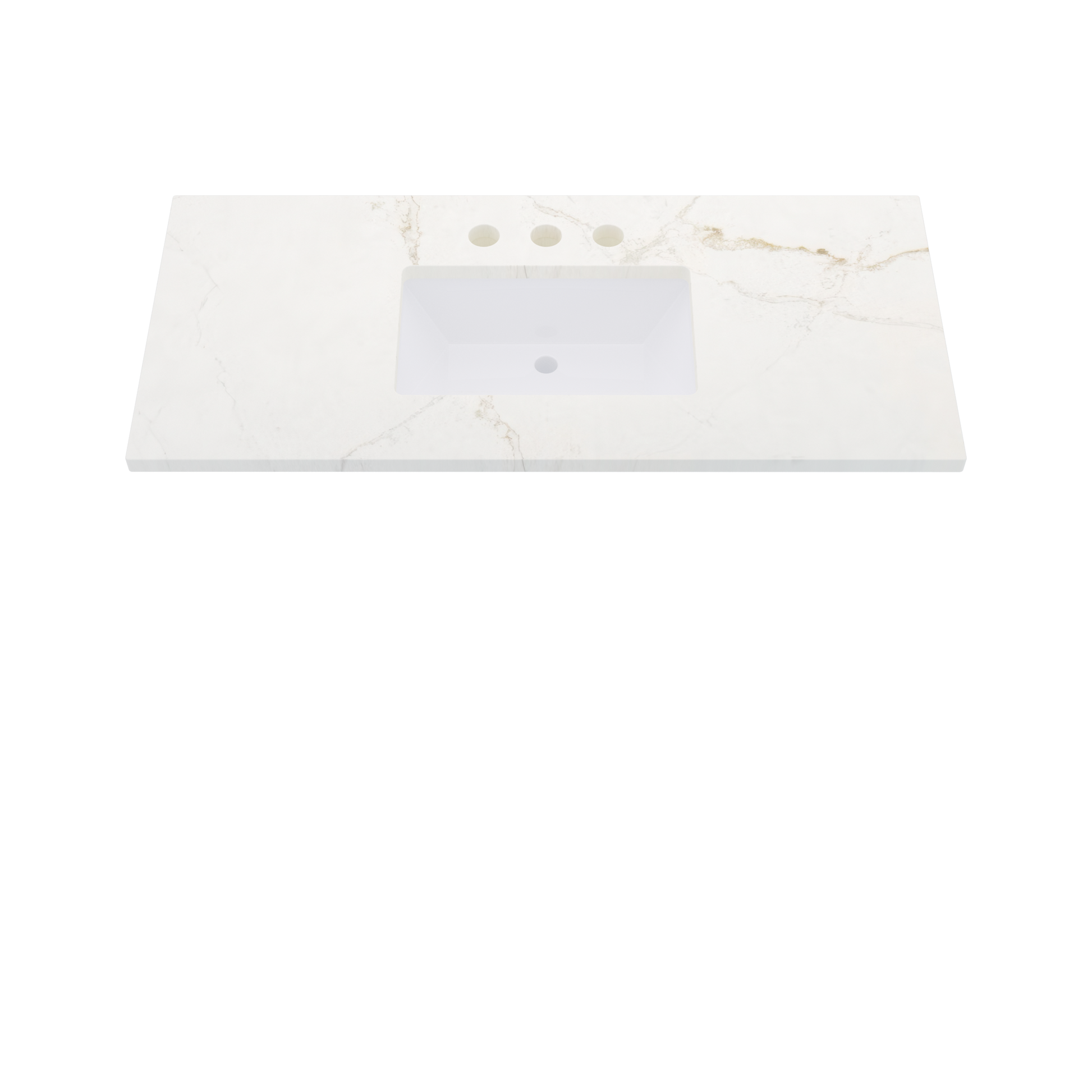 49" Vanderloc Silestone® Quartz Bathroom Vanity Top | Single Rectangle Sink | Centered in Blanc Elysee