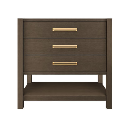 Kiawah 3-Drawer Single Bath Vanity 36in Russet Shadow Satin Gold