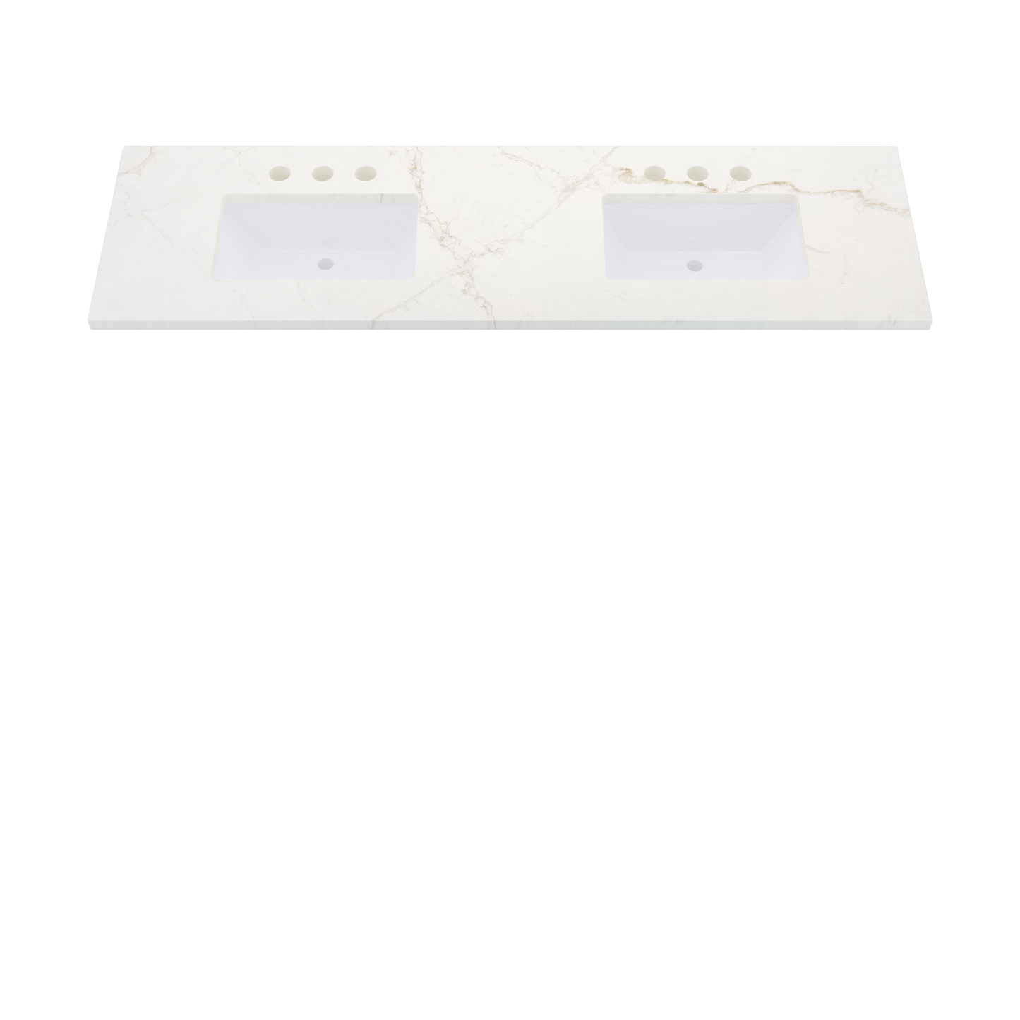 73" Vanderloc Silestone® Quartz Bathroom Vanity Top | Double Rectangle Sink | Centered in Blanc Elysee
