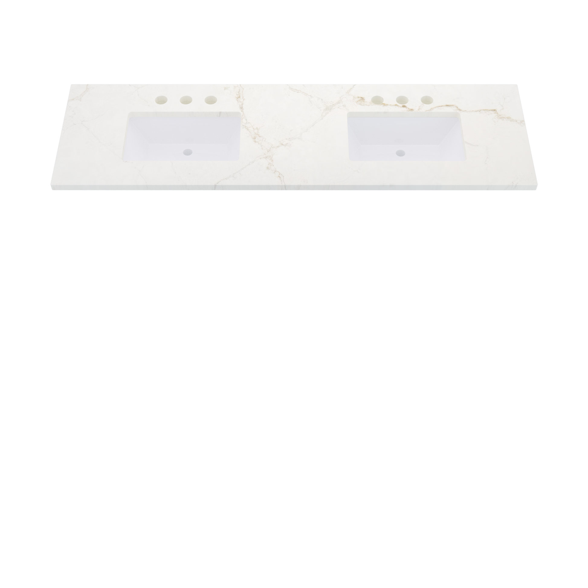 73" Vanderloc Silestone® Quartz Bathroom Vanity Top | Double Rectangle Sink | Centered in Blanc Elysee