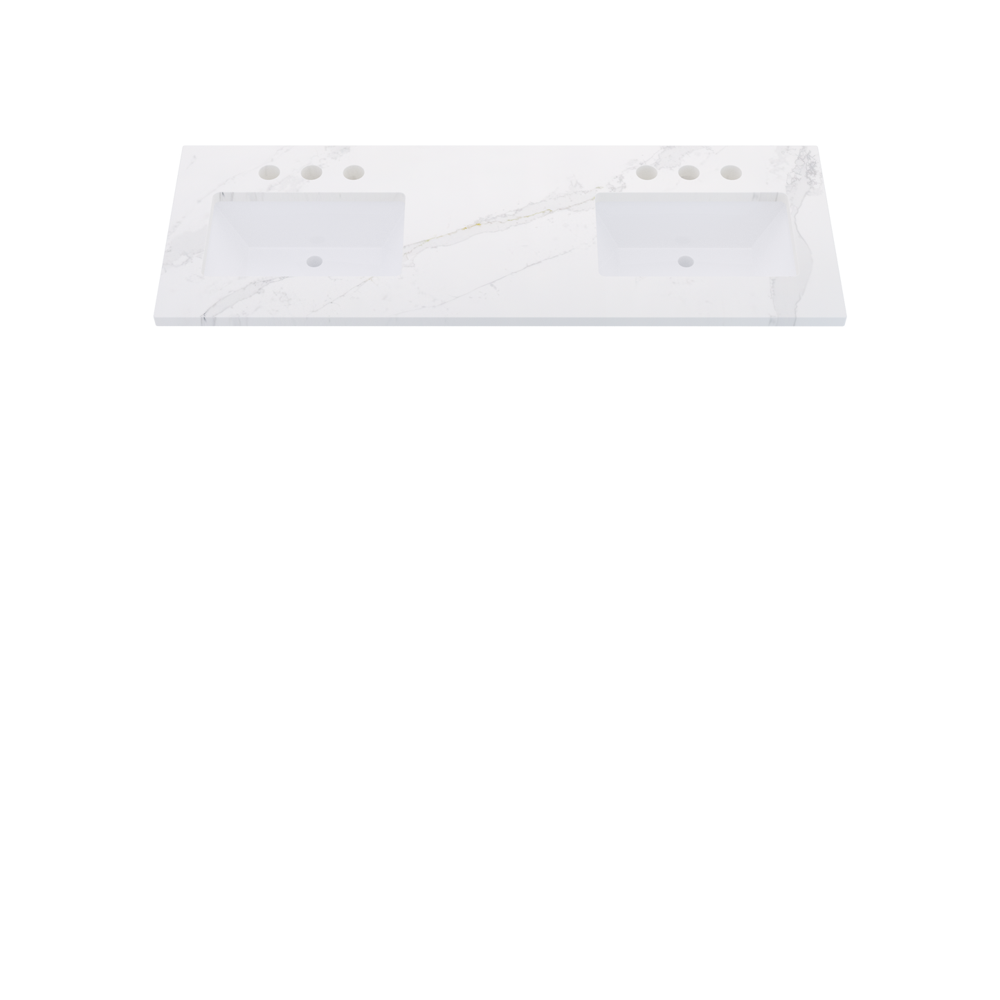 61" Vanderloc Silestone® Quartz Bathroom Vanity Top | Double Rectangle Sink | Offset in Et Calacatta Gold