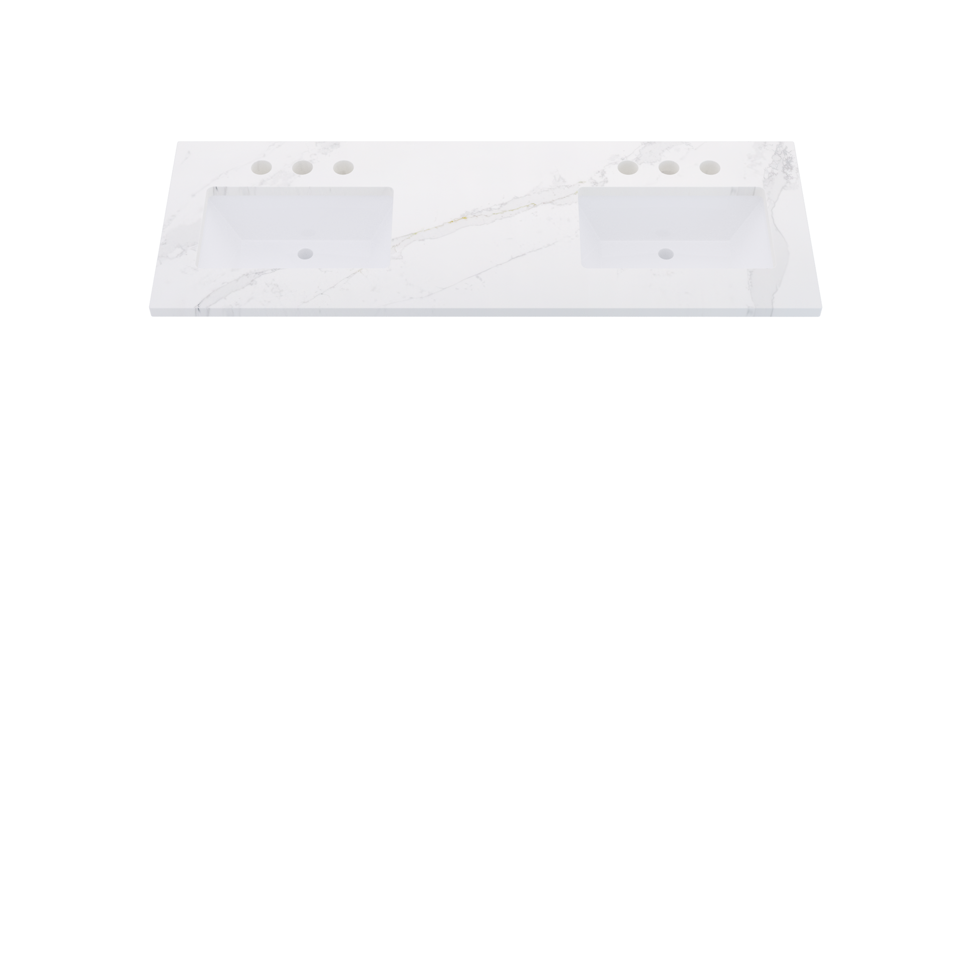 61" Vanderloc Silestone® Quartz Bathroom Vanity Top | Double Rectangle Sink | Offset in Et Calacatta Gold