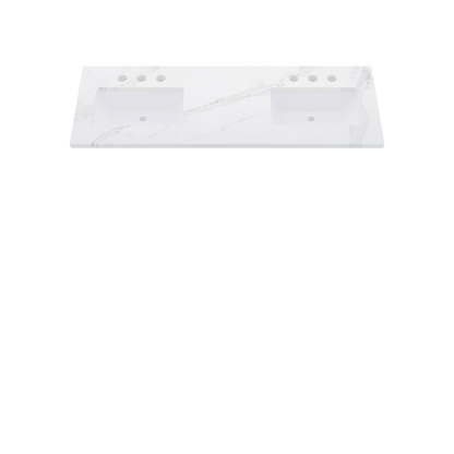 61" Vanderloc Silestone® Quartz Bathroom Vanity Top | Double Rectangle Sink | Offset in Et Calacatta Gold