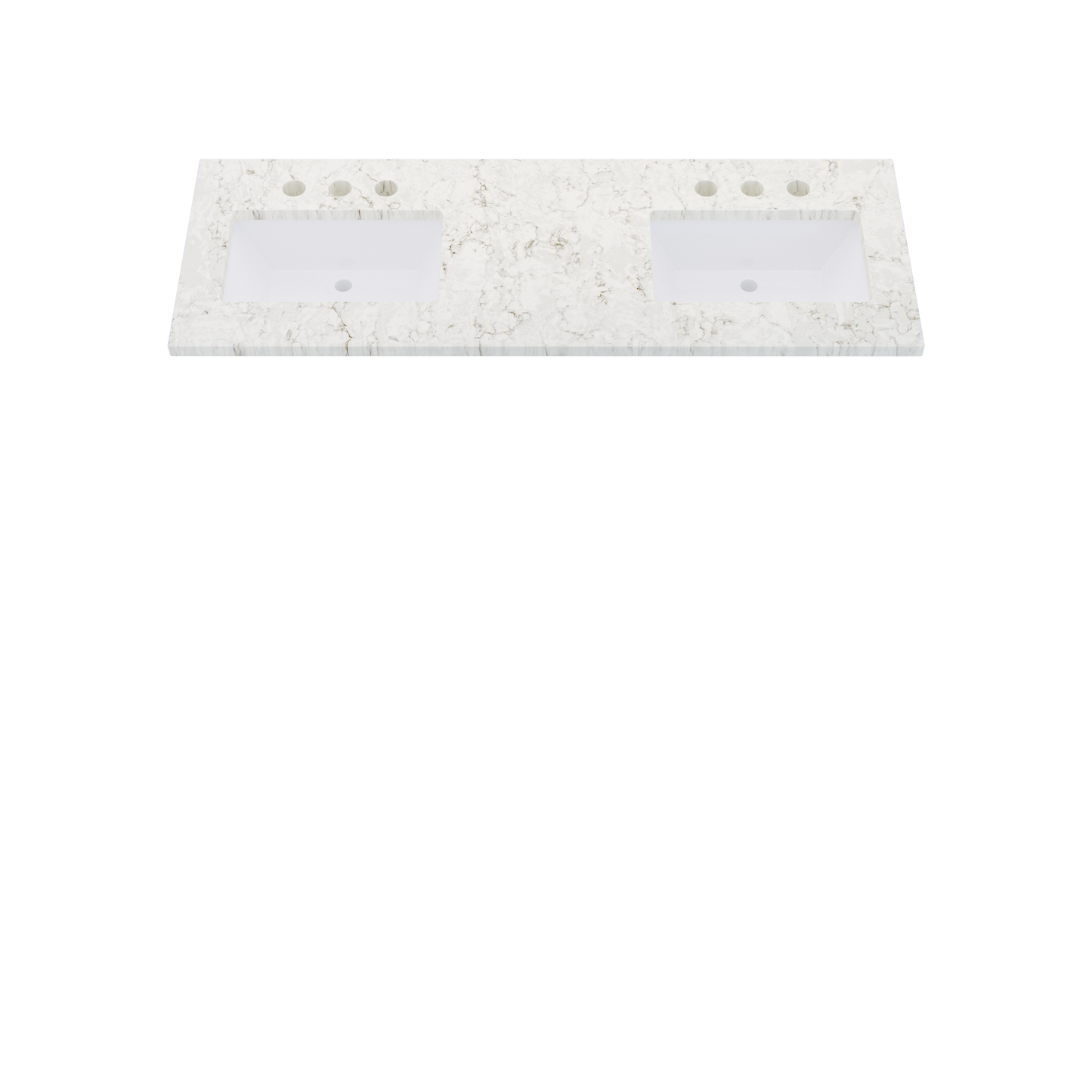 61" Vanderloc Silestone® Quartz Bathroom Vanity Top | Double Rectangle Sink | Offset in Lusso