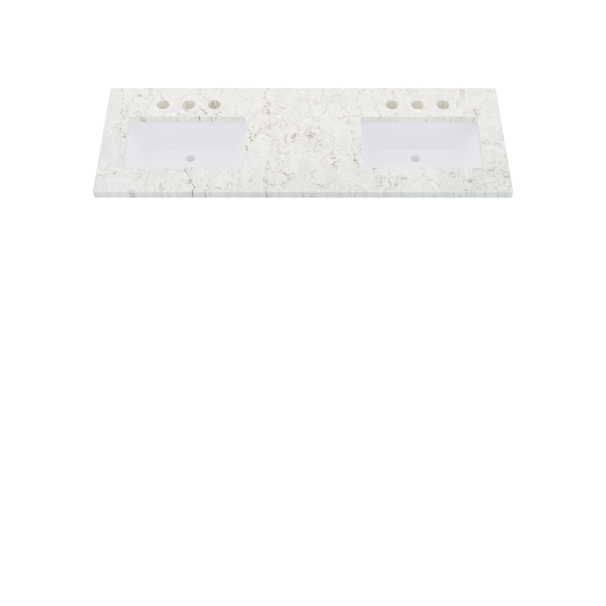 61" Vanderloc Silestone® Quartz Bathroom Vanity Top | Double Rectangle Sink | Offset in Lusso