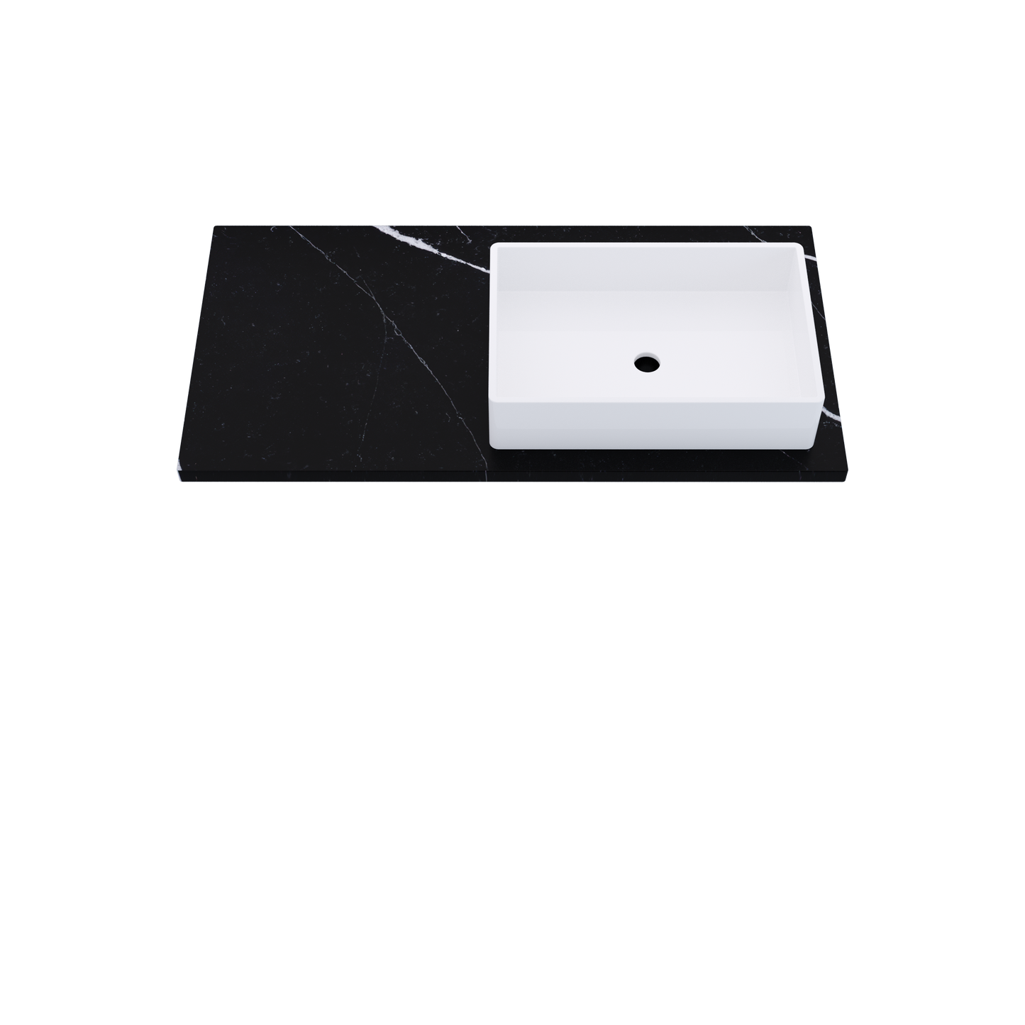 43" Vanderloc Silestone® Quartz Bathroom Vanity Top | Single Vigo Sink | Offset in Et Marquina