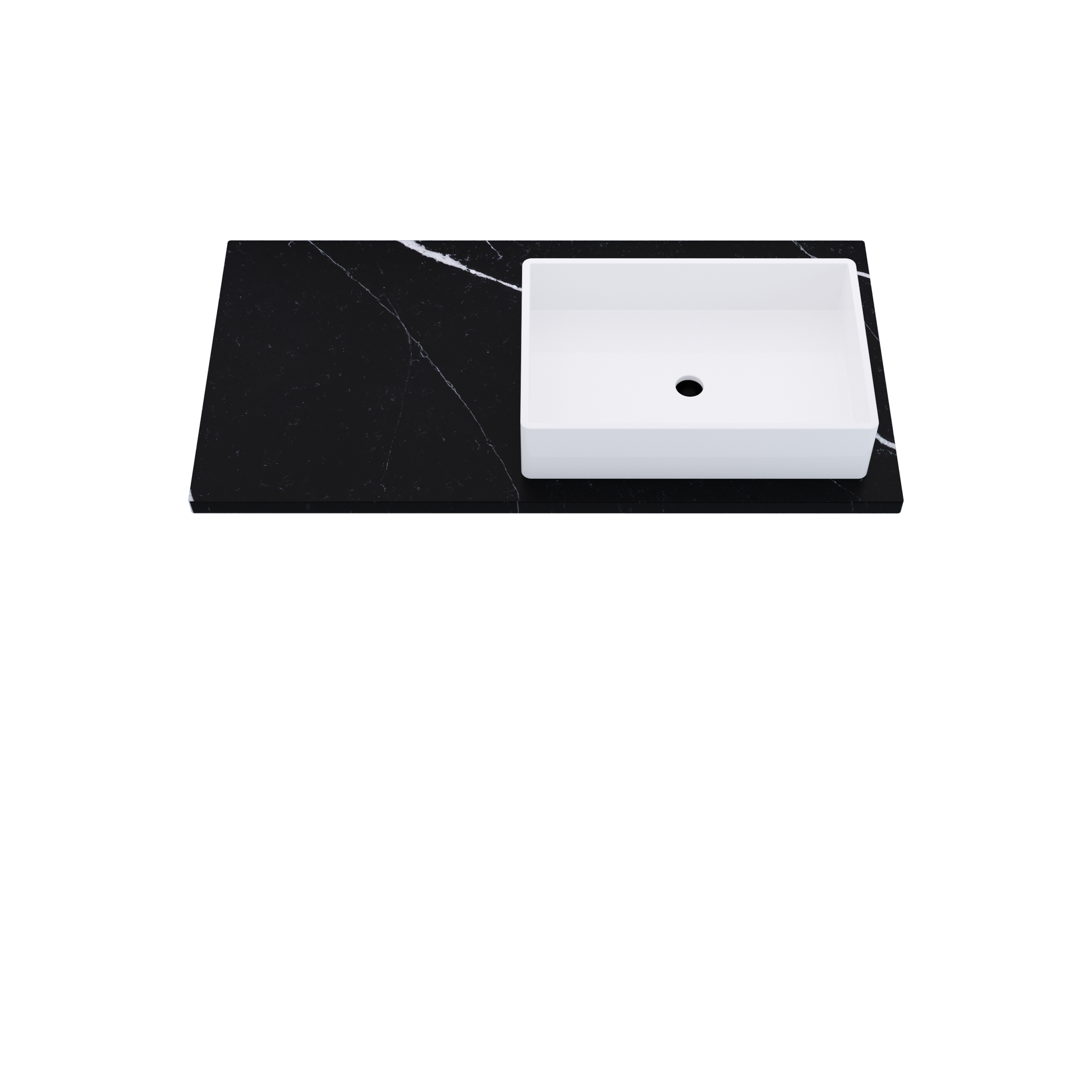 43" Vanderloc Silestone® Quartz Bathroom Vanity Top | Single Vigo Sink | Offset in Et Marquina