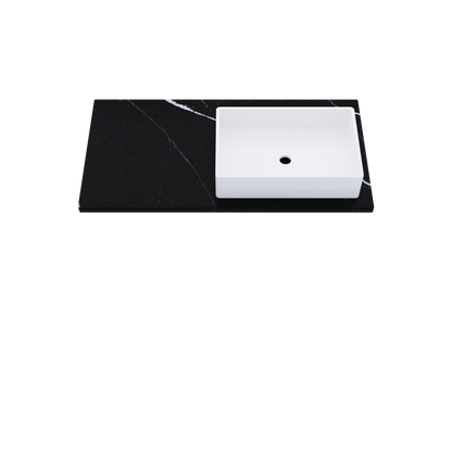 43" Vanderloc Silestone® Quartz Bathroom Vanity Top | Single Vigo Sink | Offset in Et Marquina