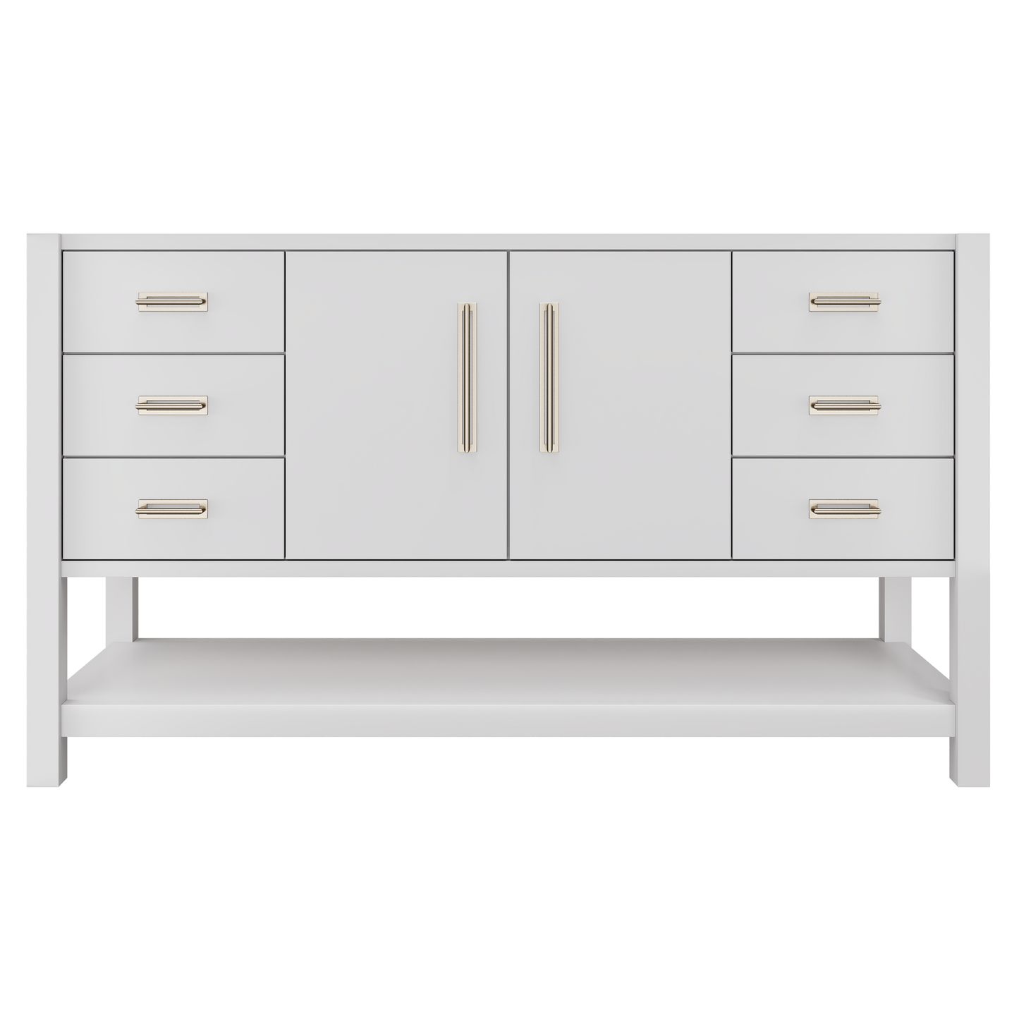Kiawah Single Extra-Wide Bath Vanity 60in Strong White Satin Nickel
