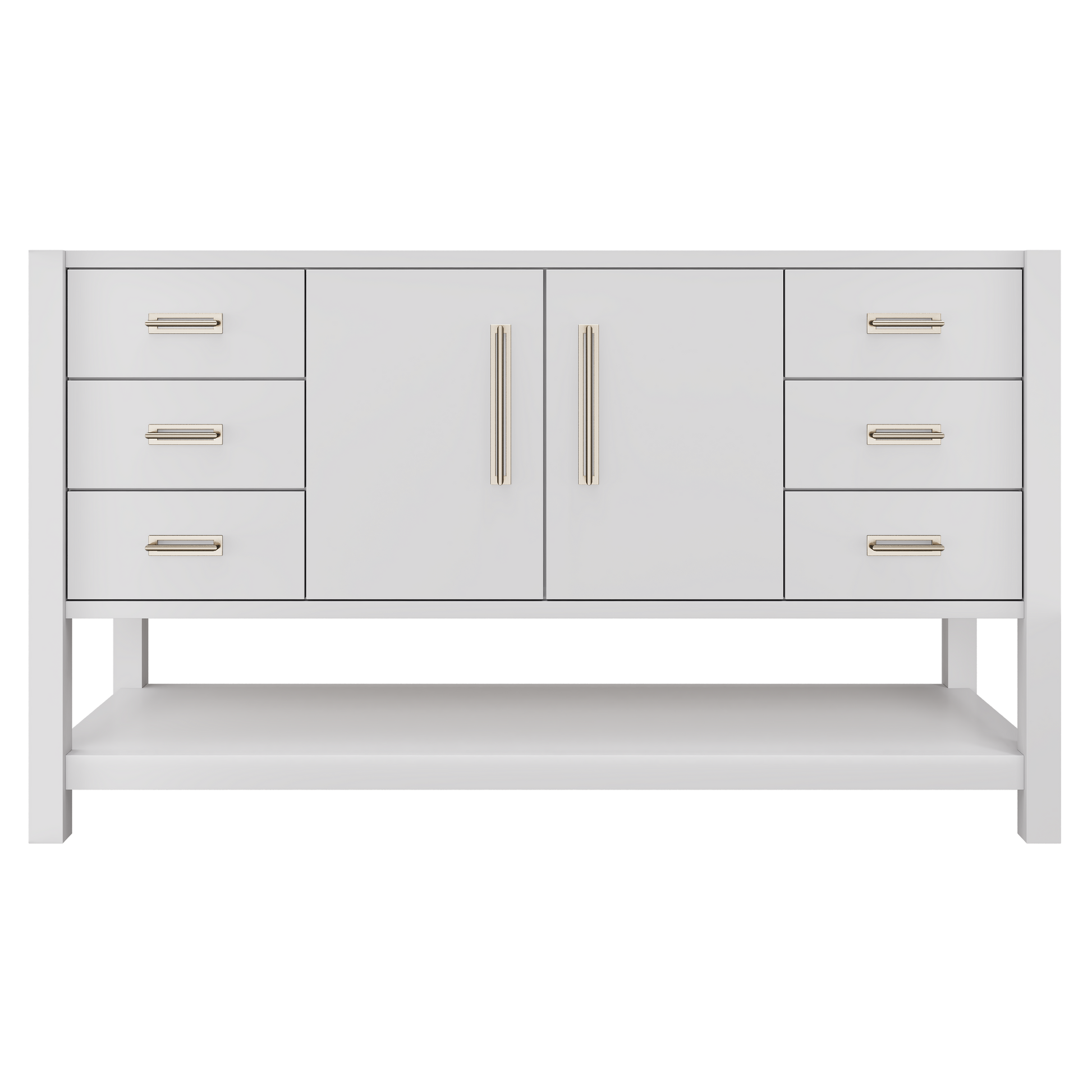Kiawah Single Extra-Wide Bath Vanity 60in Strong White Satin Nickel