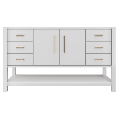 Kiawah Single Extra-Wide Bath Vanity 60in Strong White Satin Nickel