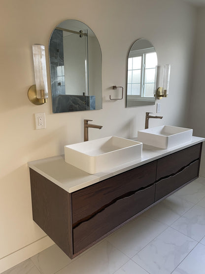 Ventura floating bath vanity, styled bathroom