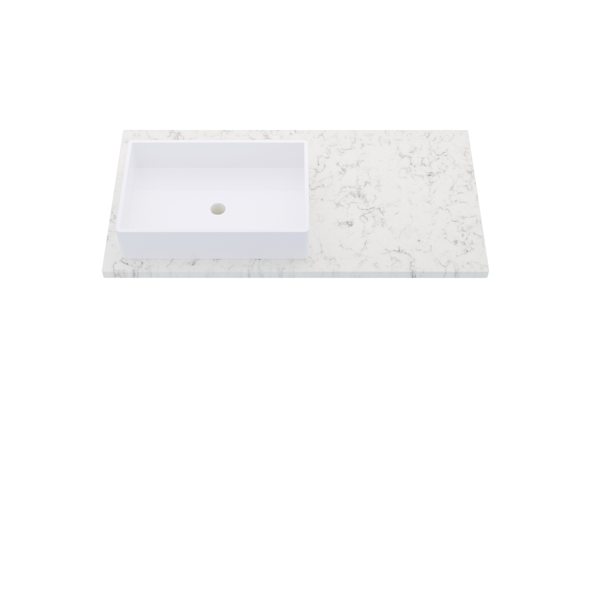 43" Vanderloc Silestone® Quartz Bathroom Vanity Top | Single Rectangle Sink | Offset in Lyra