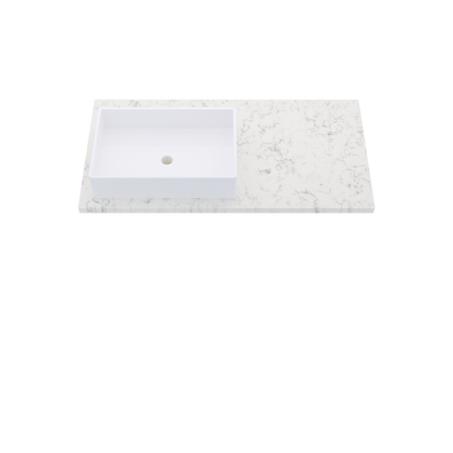 43" Vanderloc Silestone® Quartz Bathroom Vanity Top | Single Rectangle Sink | Offset in Lyra