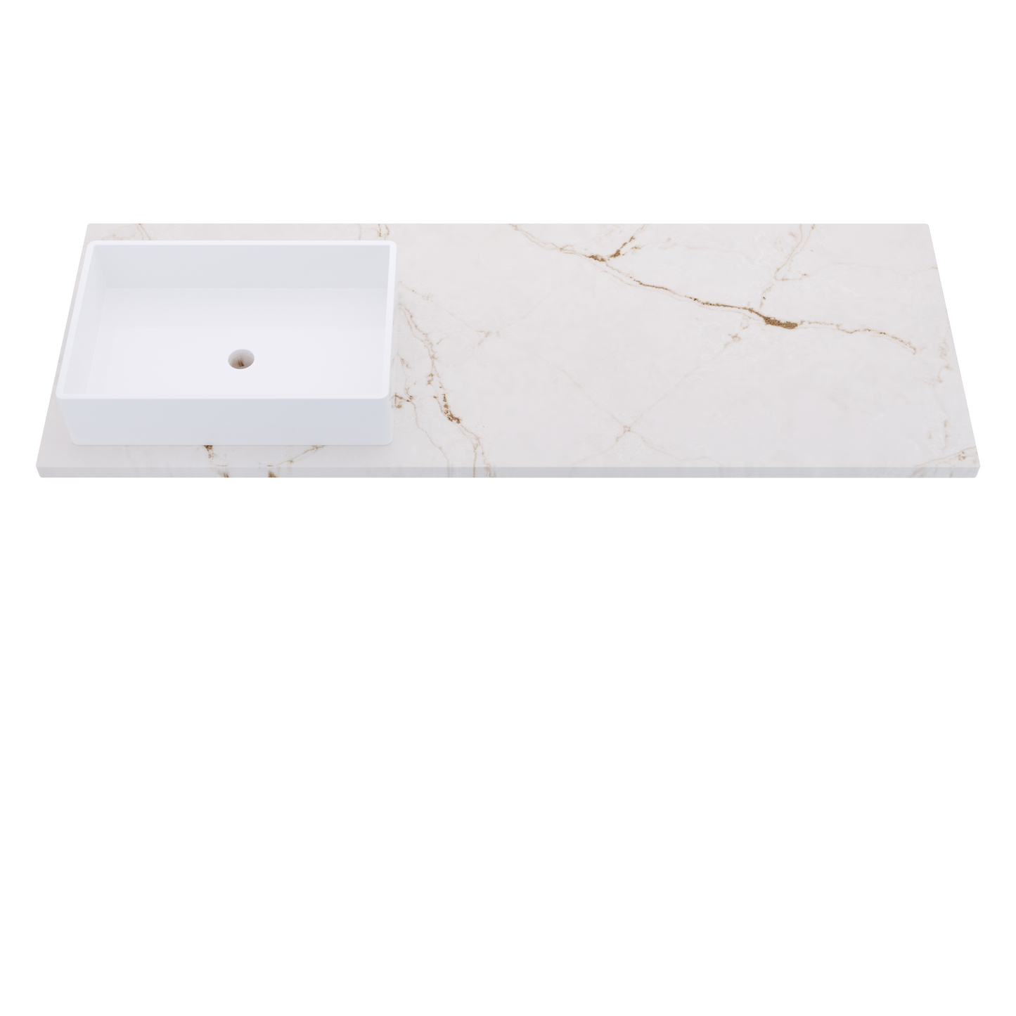 61" Vanderloc Silestone® Quartz Bathroom Vanity Top | Single Rectangle Sink | Offset in Versailles Ivory