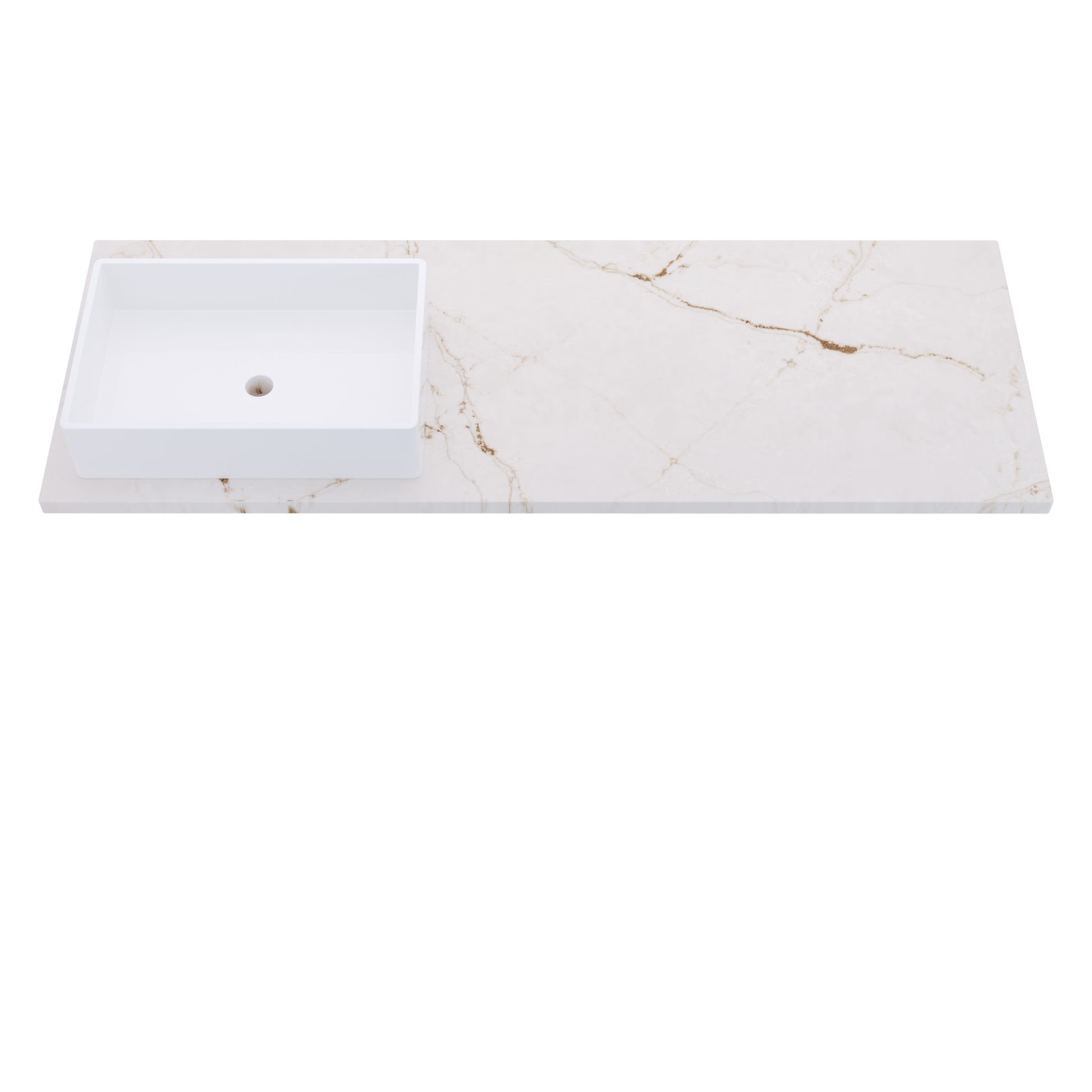 61" Vanderloc Silestone® Quartz Bathroom Vanity Top | Single Rectangle Sink | Offset in Versailles Ivory