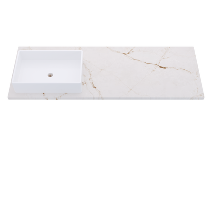 61" Vanderloc Silestone® Quartz Bathroom Vanity Top | Single Rectangle Sink | Offset in Versailles Ivory