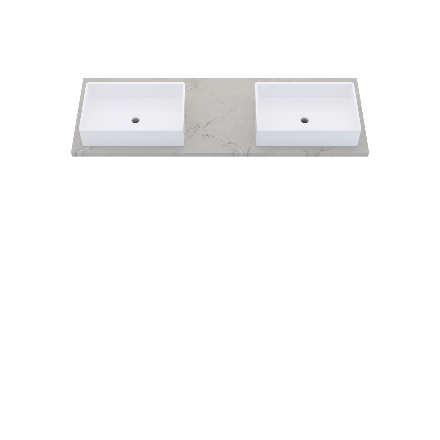61" Vanderloc Silestone® Quartz Bathroom Vanity Top | Double Vigo Sink | Offset in Victorian Silver