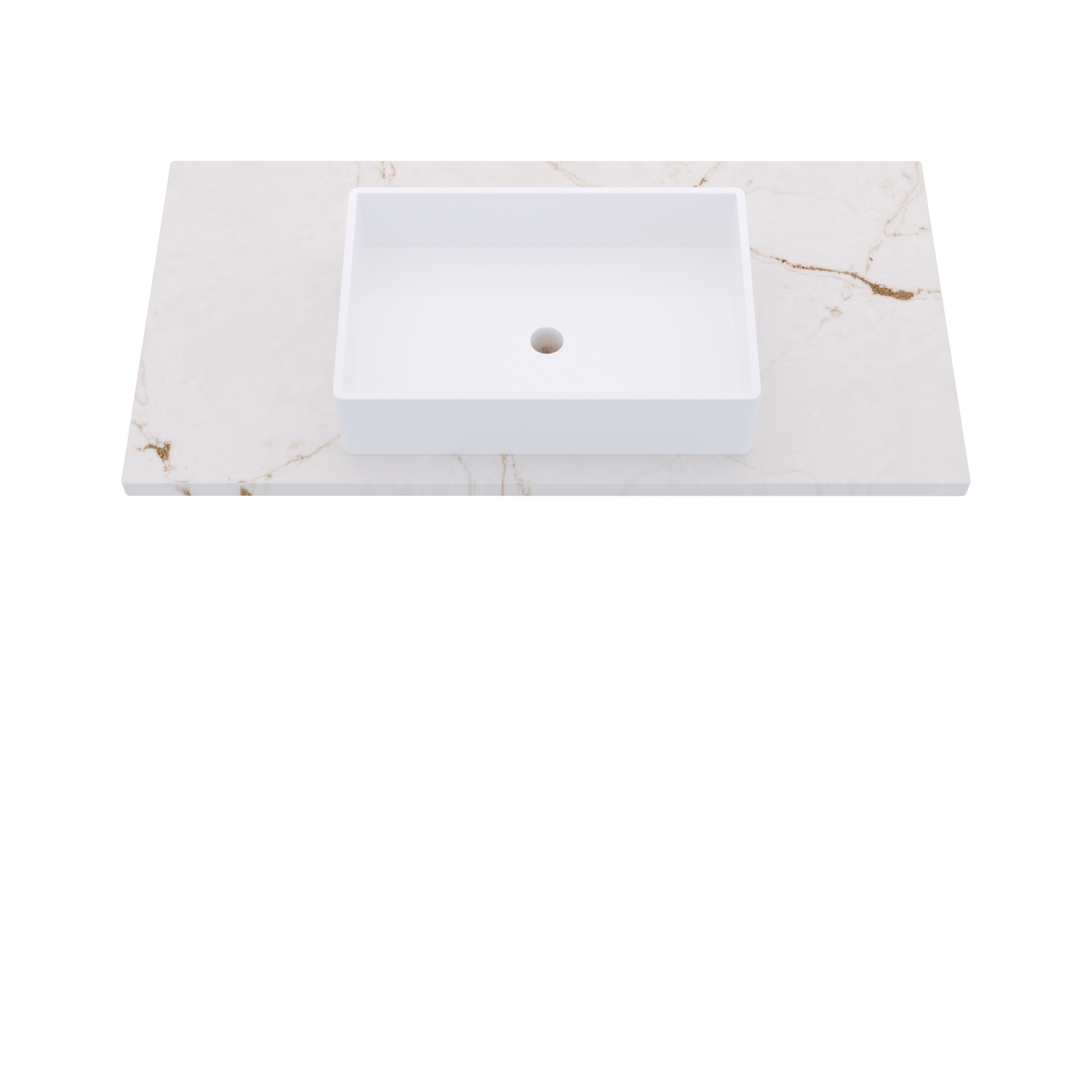 43" Vanderloc Silestone® Quartz Bathroom Vanity Top | Single Vigo Sink | Centered in Versailles Ivory