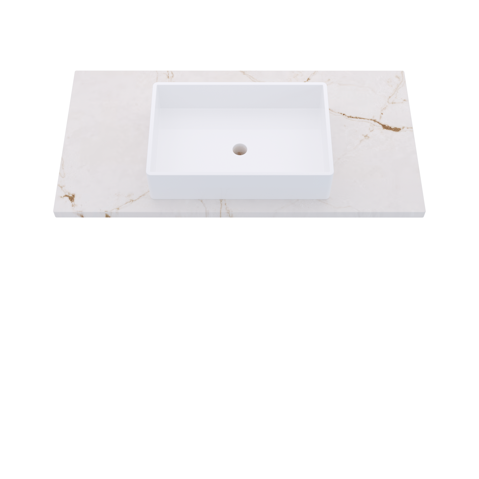 43" Vanderloc Silestone® Quartz Bathroom Vanity Top | Single Vigo Sink | Centered in Versailles Ivory