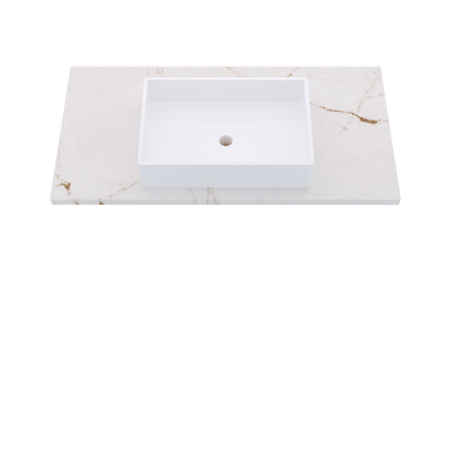 43" Vanderloc Silestone® Quartz Bathroom Vanity Top | Single Vigo Sink | Centered in Versailles Ivory