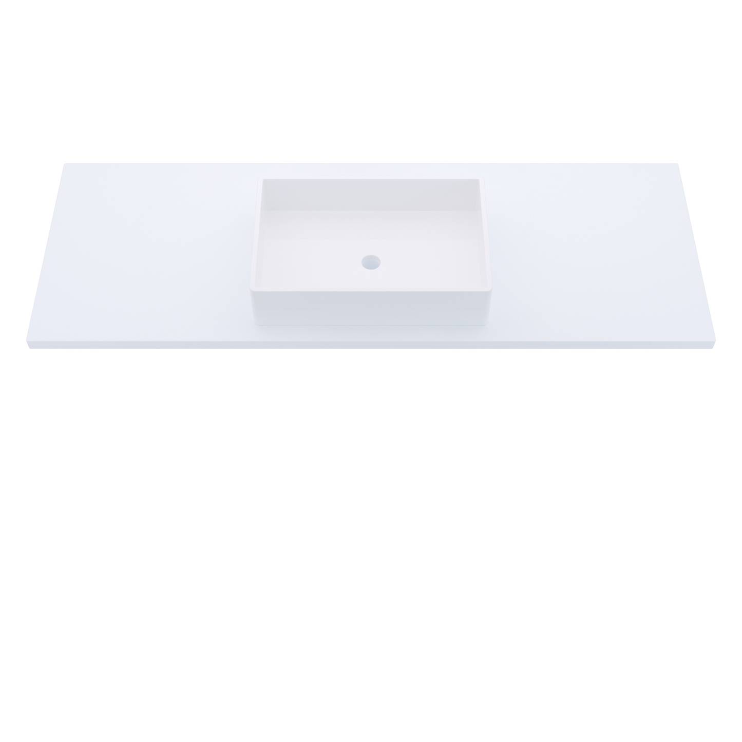 61" Vanderloc Silestone® Quartz Bathroom Vanity Top | Single Vigo Sink | Centered in Miami White