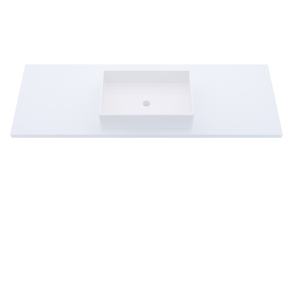 61" Vanderloc Silestone® Quartz Bathroom Vanity Top | Single Vigo Sink | Centered in Miami White