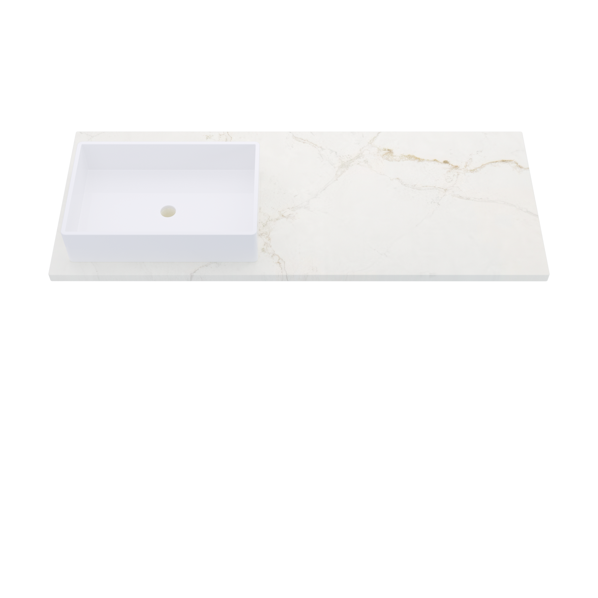 55" Vanderloc Silestone® Quartz Bathroom Vanity Top | Single Rectangle Sink | Offset in Blanc Elysee