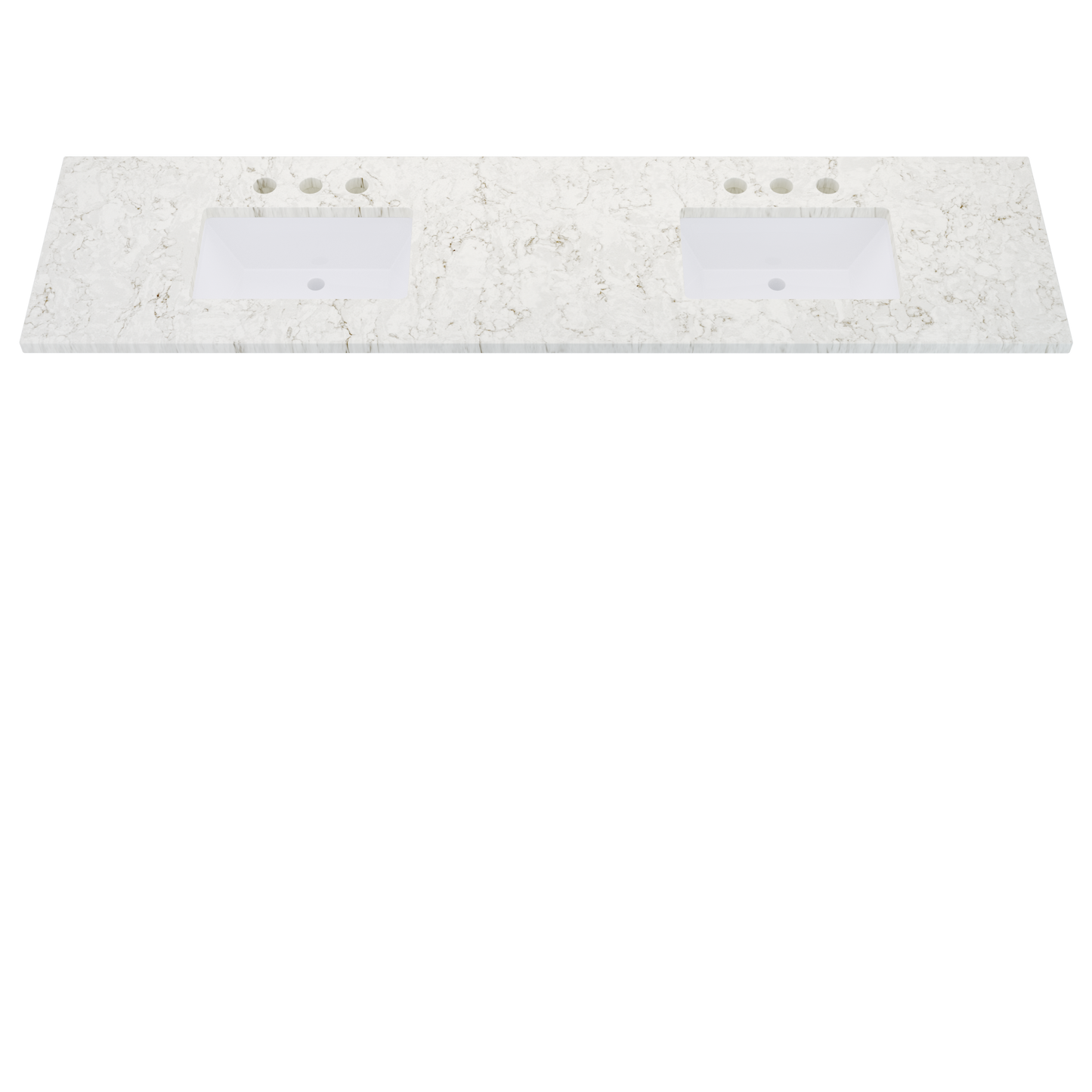 85" Vanderloc Silestone® Quartz Bathroom Vanity Top | Double Rectangle Sink | Centered in Lusso