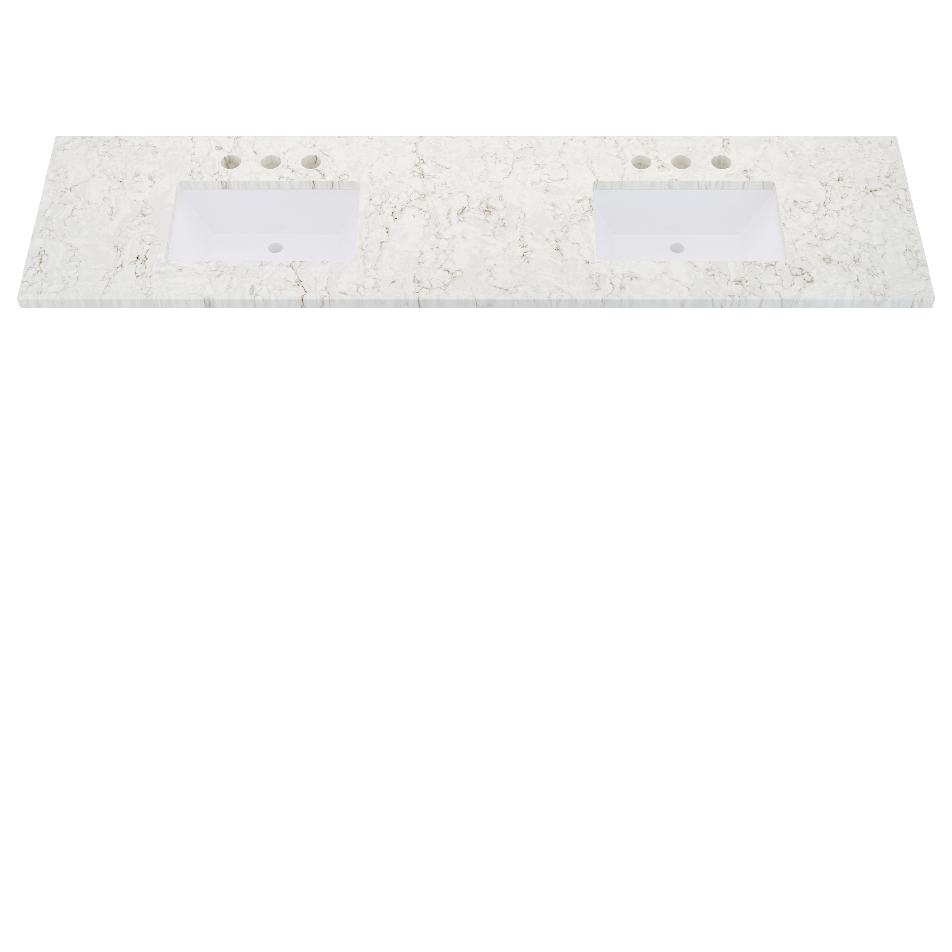 85" Vanderloc Silestone® Quartz Bathroom Vanity Top | Double Rectangle Sink | Centered in Lusso