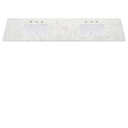 85" Vanderloc Silestone® Quartz Bathroom Vanity Top | Double Rectangle Sink | Centered in Lusso