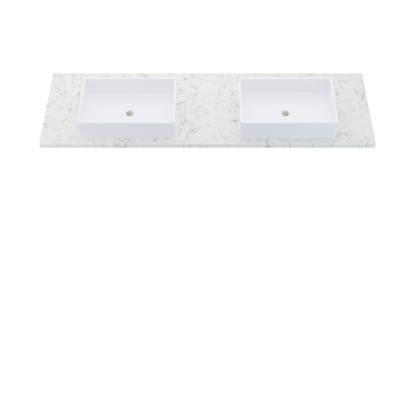 73" Vanderloc Silestone® Quartz Bathroom Vanity Top | Double Vigo Sink | Centered in Lyra